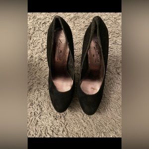 Black suede pumps